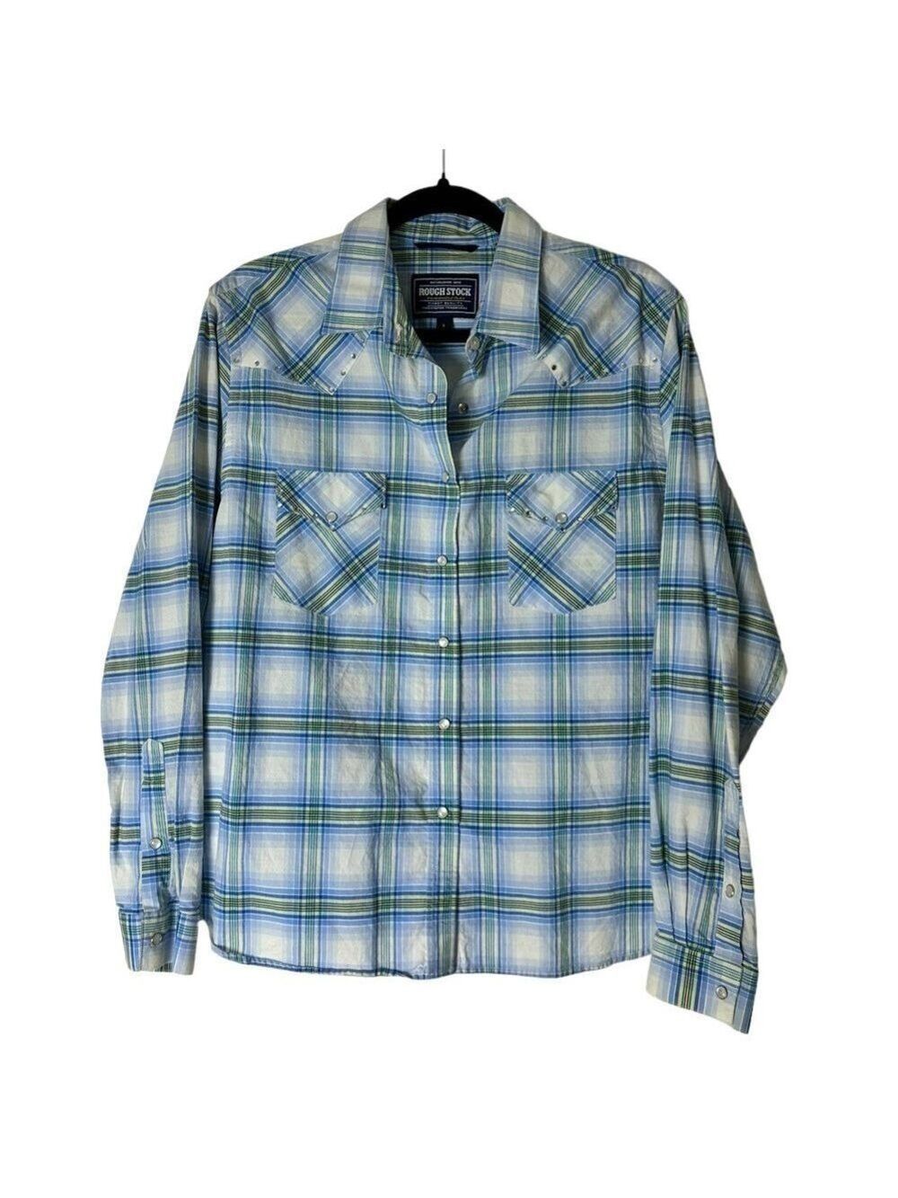 Panhandle Slim Rough Stock Women Large Plaid Shirt Pearl Snaps Rodeo Rhinestones